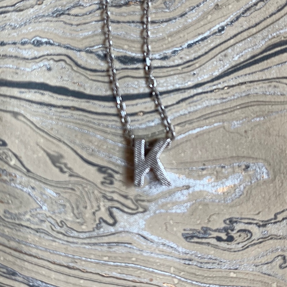 Dainty Silver “K” Necklace